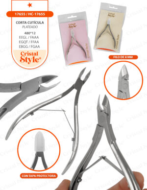 CORTA CUTICULA HC-17655 17655 Corta cutícula plateado
