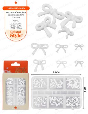 DECORACION MOÑOS BLANCO HC-18304 18304 Moños blancos caja mini - 6 compartimentos