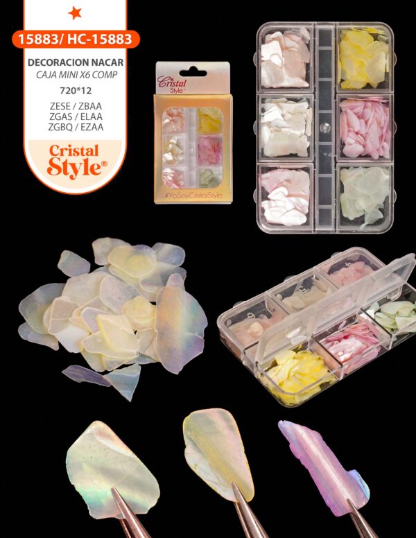 DEcoración nacar caja mini - 6 compartimentos